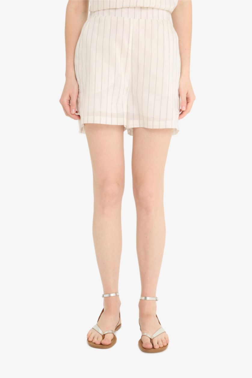 نساء بيج شورت مخطط بخصر عالي