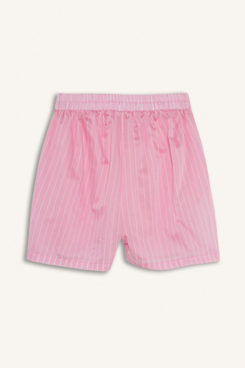 Women Pink Afra x DeFacto High Waist Striped Shorts