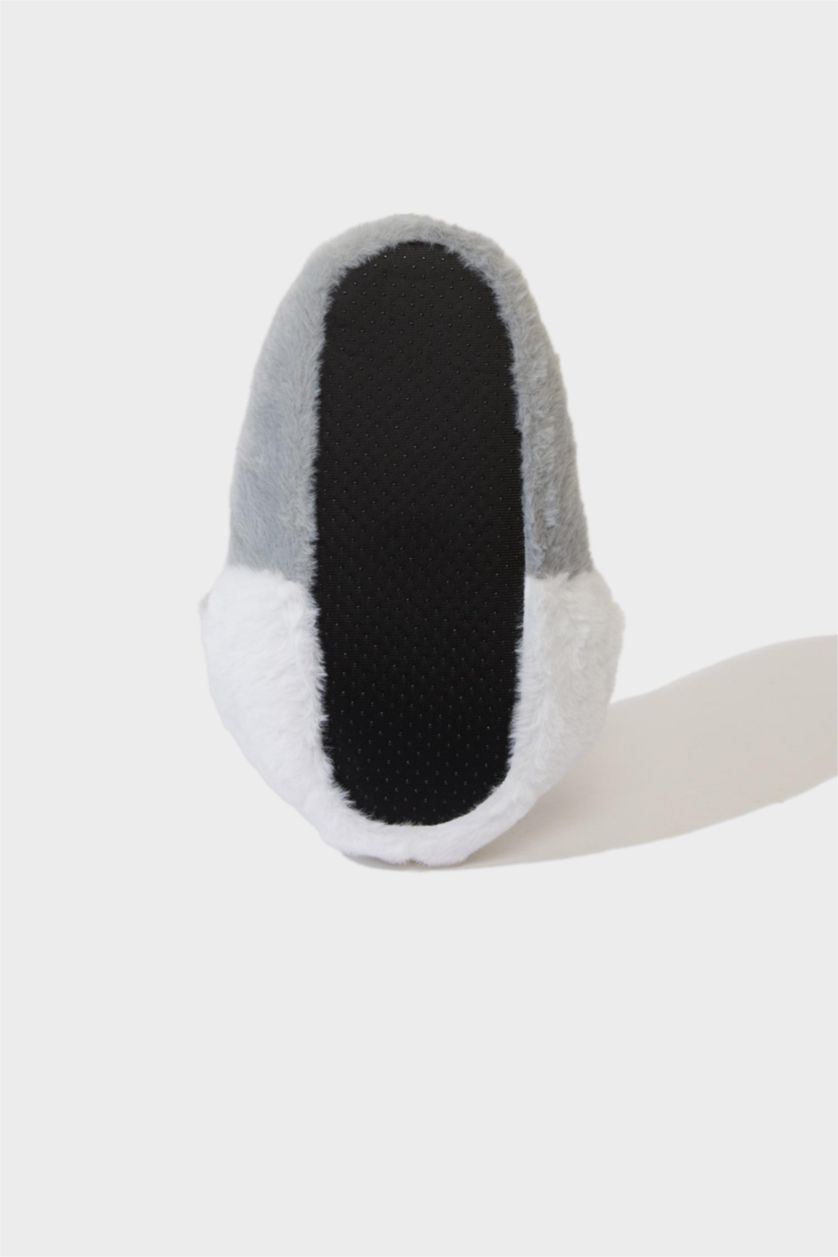 Man Grey Man Animal Flat Wolf Themed Home Slippers