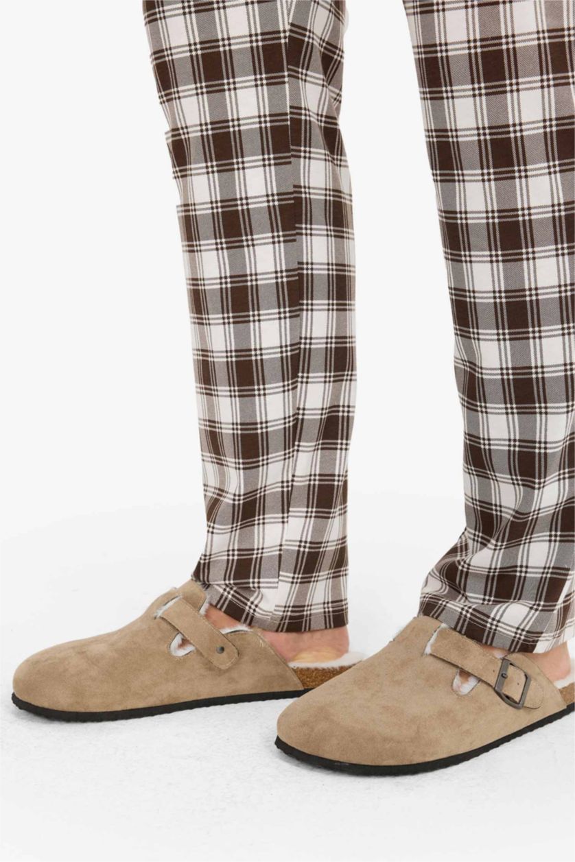 Erkek Bej Erkek Düz Taban Süet Ev Terliği