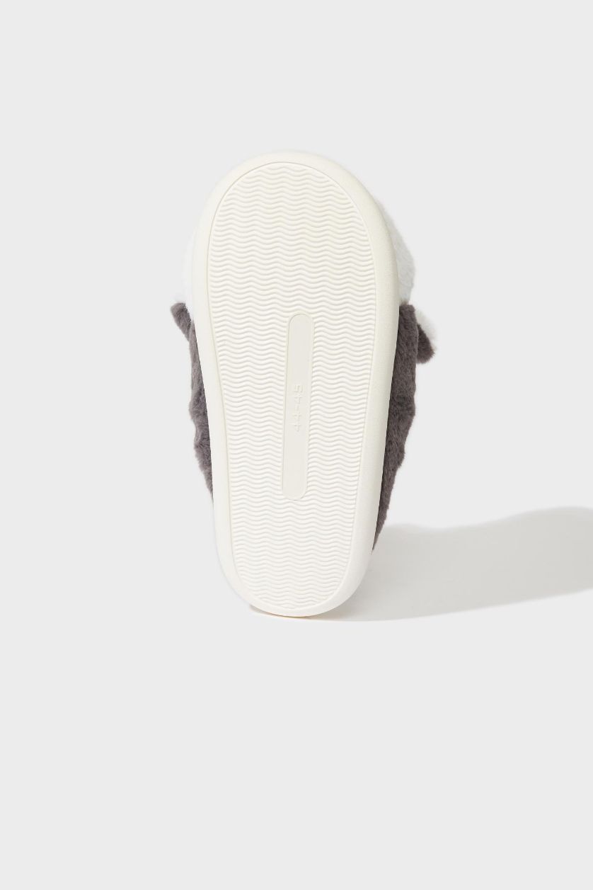 Erkek Gri Erkek Kurt Düz Taban Panduf