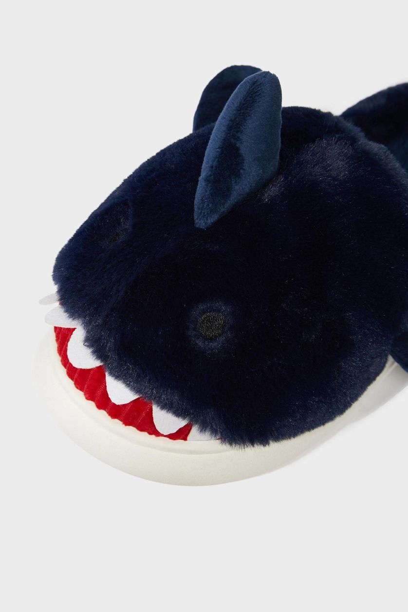 Erkek Açık Mavi Erkek Köpek Balığı Temalı Düz Taban Panduf