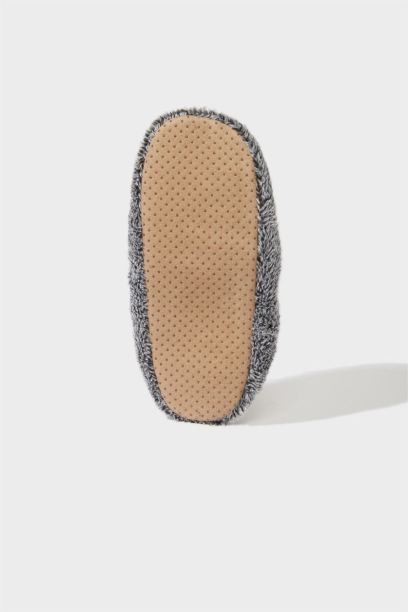 Man Grey Melange Boy Flat Sole Home Slippers