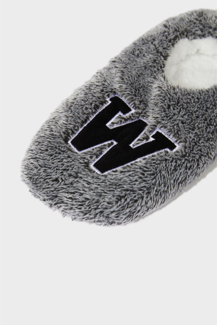 Man Grey Melange Boy Flat Sole Home Slippers