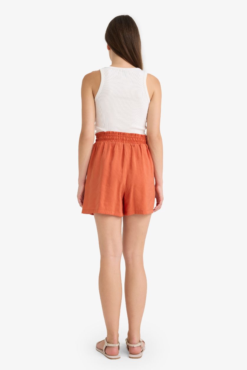 Woman Orange modal High Waist Regular Hem Shorts