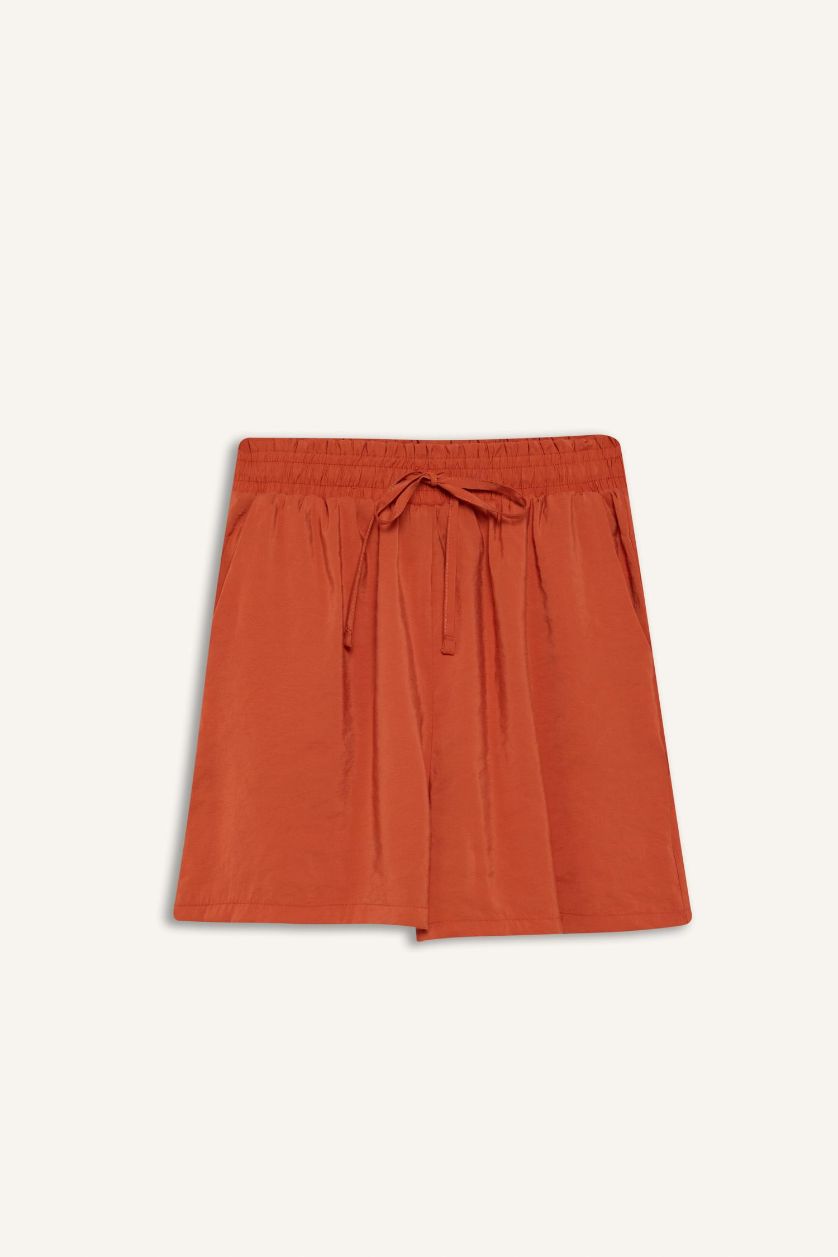 Woman Orange modal High Waist Regular Hem Shorts