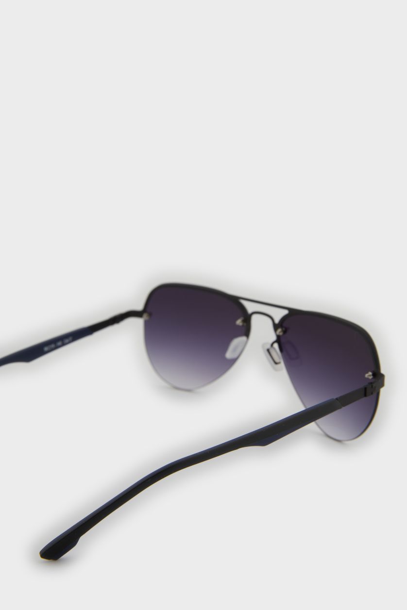 Man Blue Man Round Sunglasses