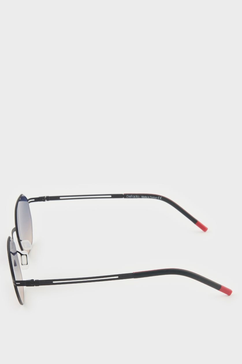 Erkek Sarı Erkek Altıgen Metal Çerçeve Degrade Cam UV Güneş Gözlüğü