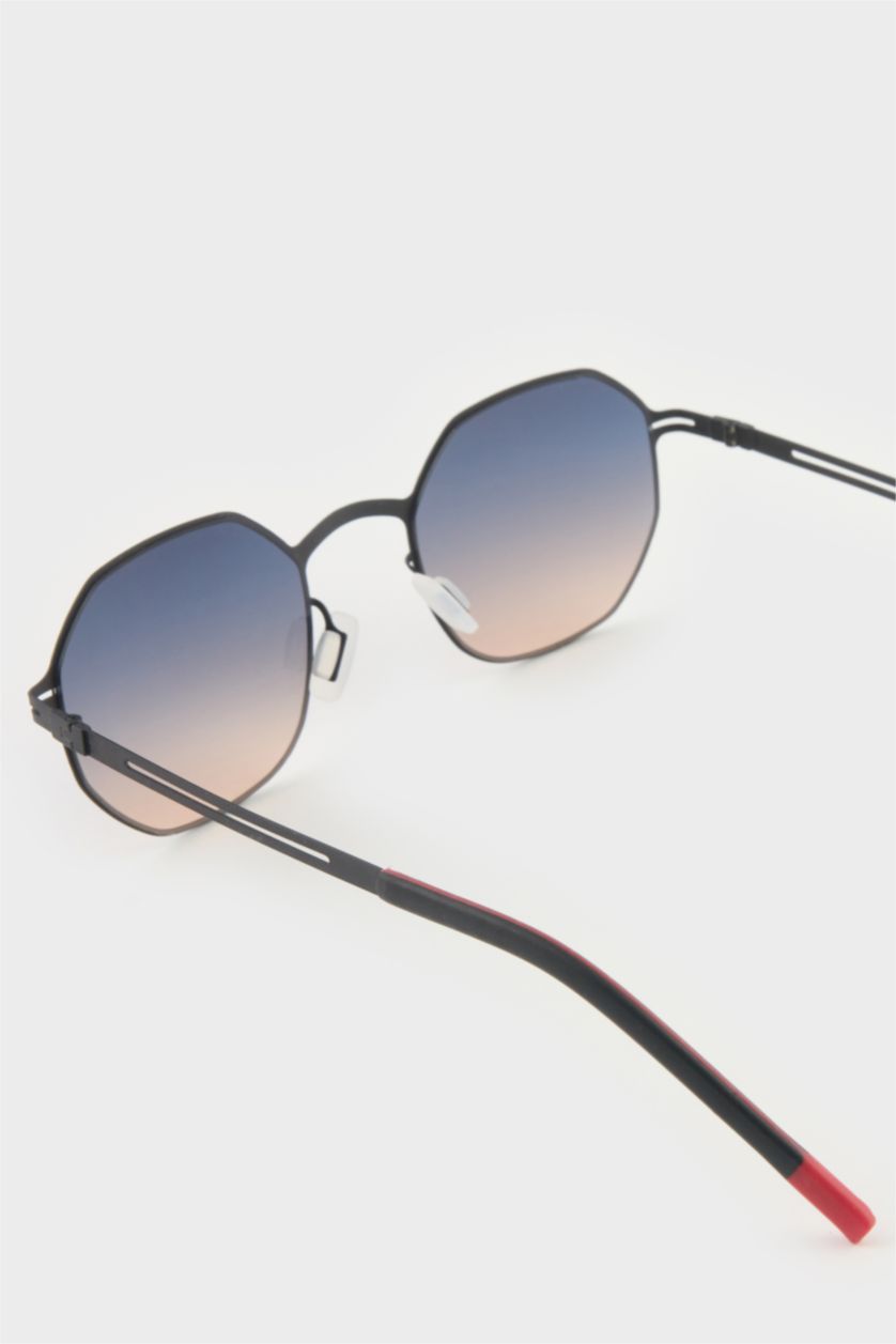 Erkek Sarı Erkek Altıgen Metal Çerçeve Degrade Cam UV Güneş Gözlüğü