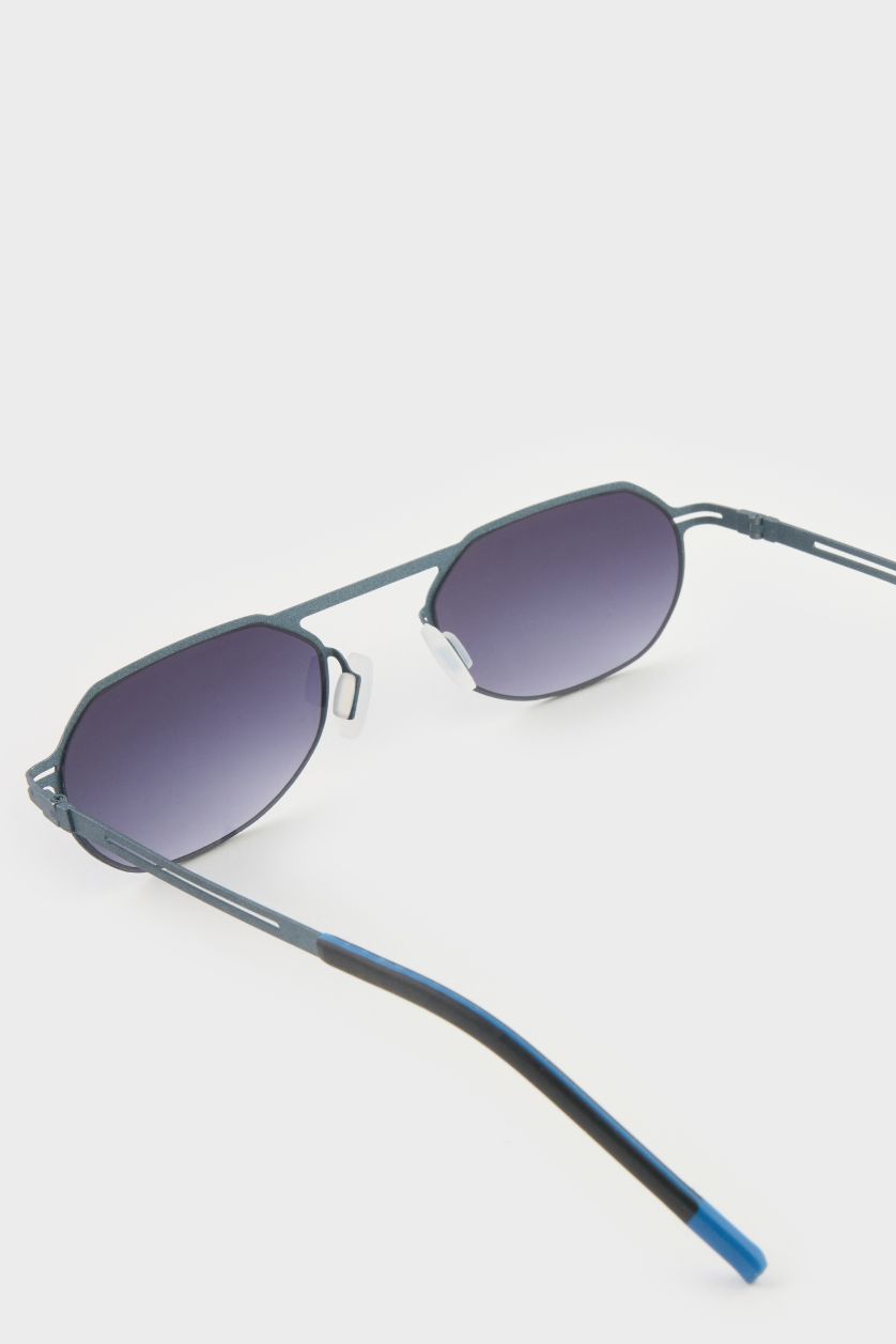 Erkek Siyah Erkek Küçük Oval Siyah Metal Çerçeve Siyah Cam UV Güneş Gözlüğü