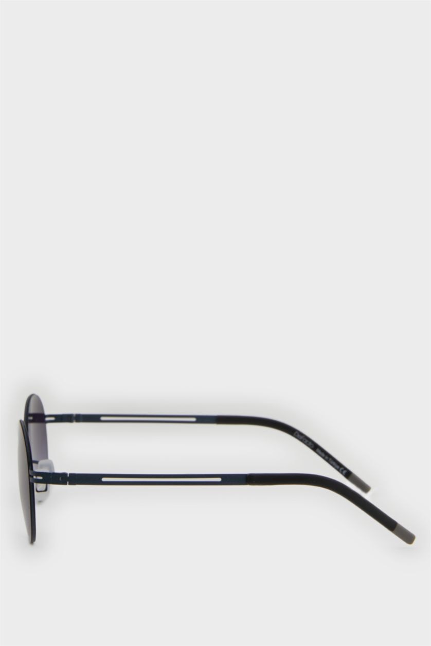 Erkek Fume-110-13 Erkek Yuvarlak Füme Metal Çerçeve Füme Cam UV Güneş Gözlüğü