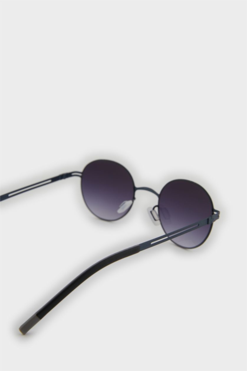 Erkek Fume-110-13 Erkek Yuvarlak Füme Metal Çerçeve Füme Cam UV Güneş Gözlüğü