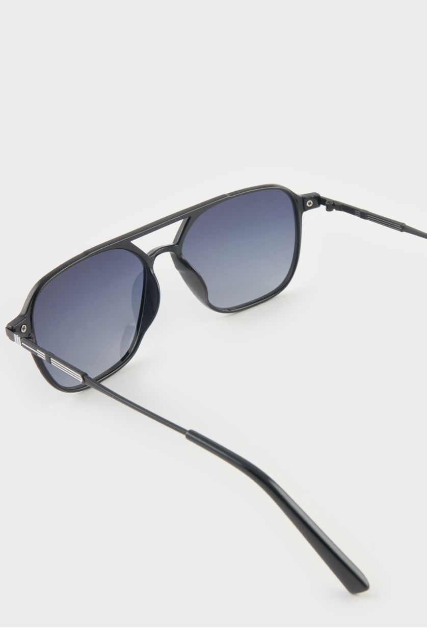 Erkek Siyah Erkek Oval Büyük Siyah Plastik Çerçeve Siyah Cam Polarize Güneş Gözlüğü