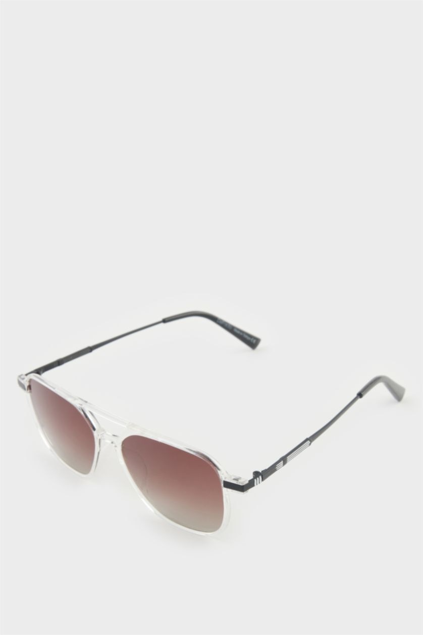 Erkek Şeffaf Erkek Oval Büyük Şeffaf Plastik Çerçeve Kahve Cam Polarize Güneş Gözlüğü