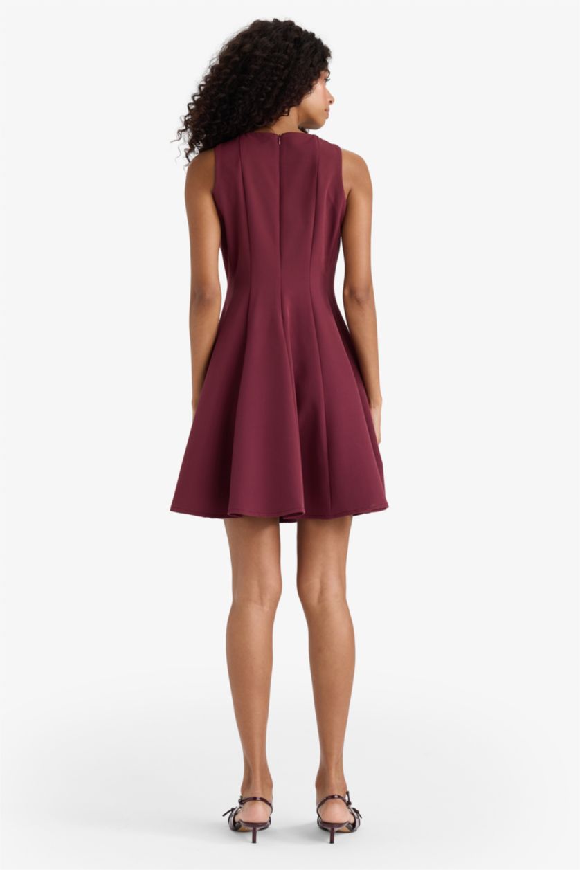 Әйелдерге Бордо a сызығы с мойын жеңсіз Қысқа жеңді тоқылған көйлек