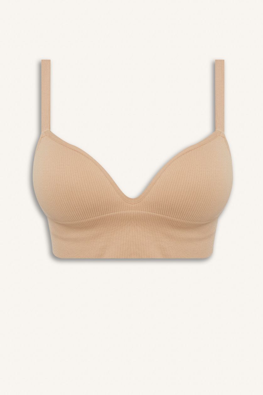 Kadın Bej Pedli Micro Tişört Bra