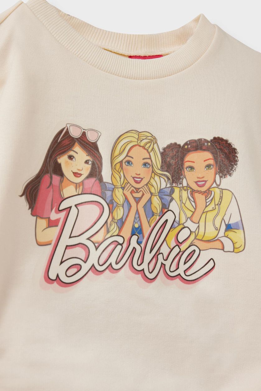 Kız Bebek Pembe Barbie 2'li Takım Sweatshirt Tayt Kız Bebek