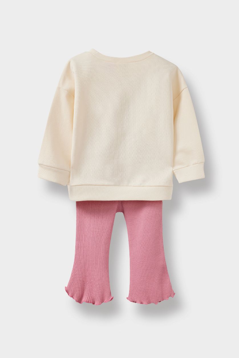 Kız Bebek Pembe Barbie 2'li Takım Sweatshirt Tayt Kız Bebek