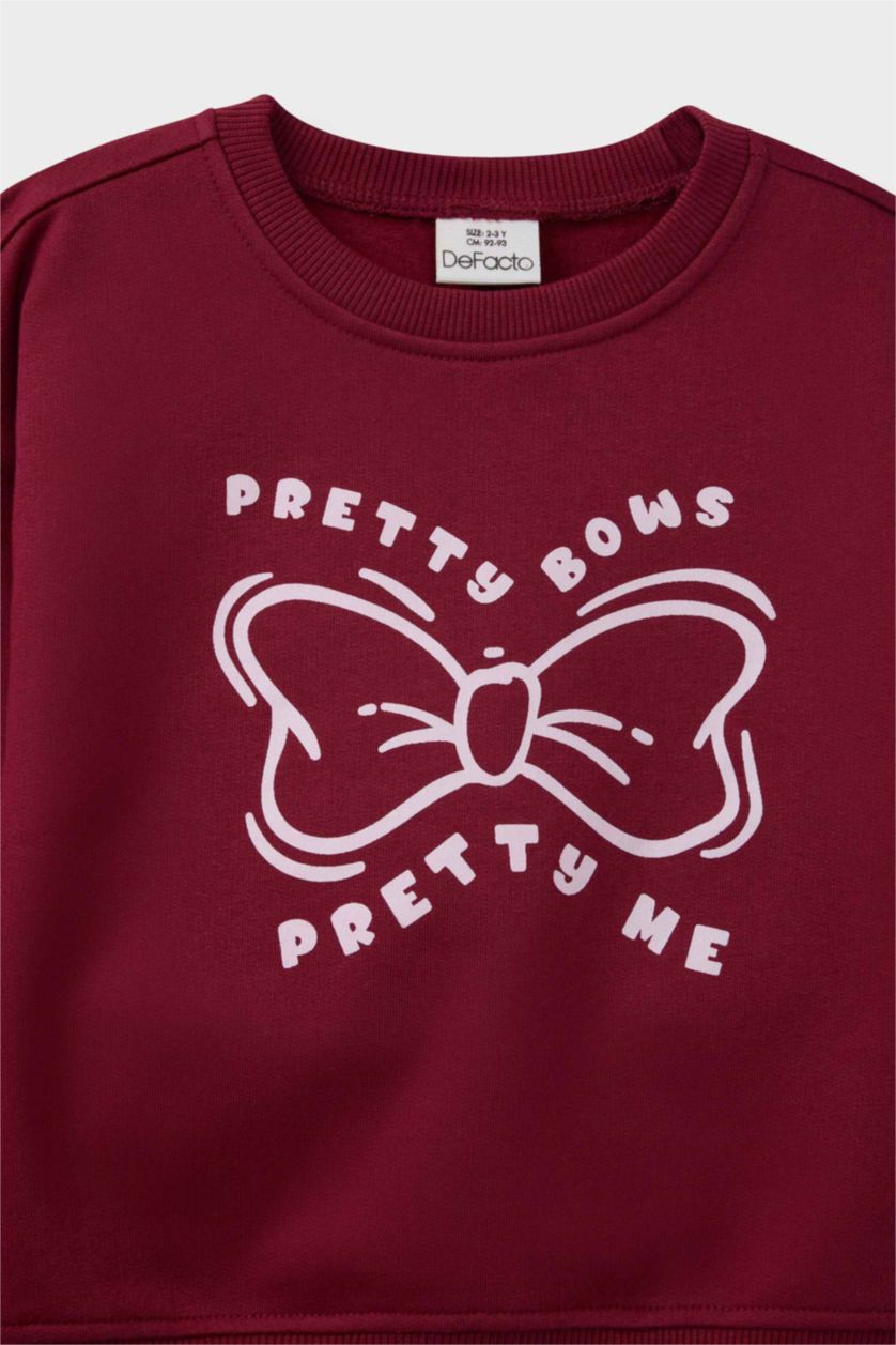 Baby Girl Bordeaux Baby Girl Printed Sweatshirt Sweatpants 2 Piece Set