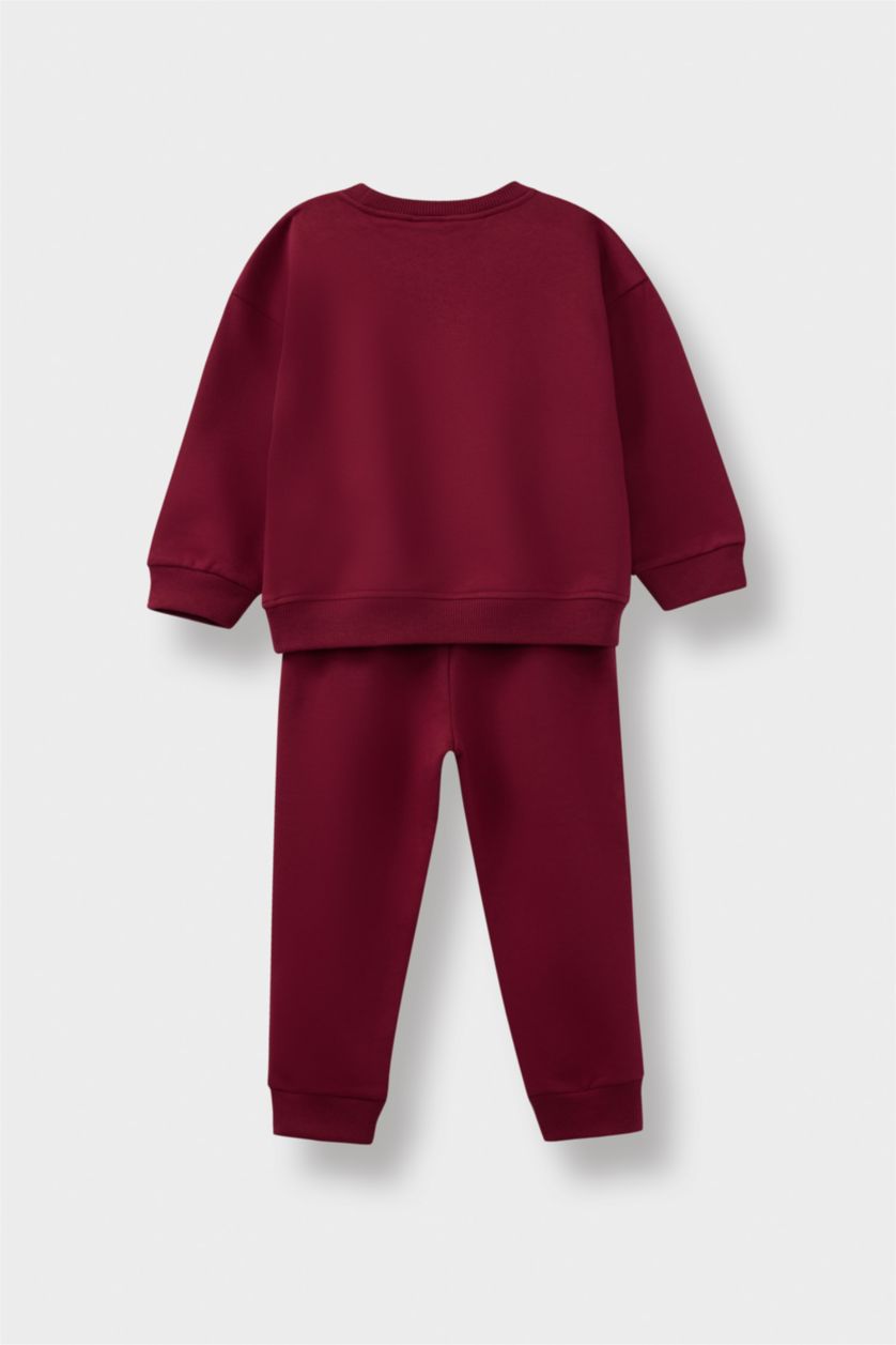 Baby Girl Bordeaux Baby Girl Printed Sweatshirt Sweatpants 2 Piece Set