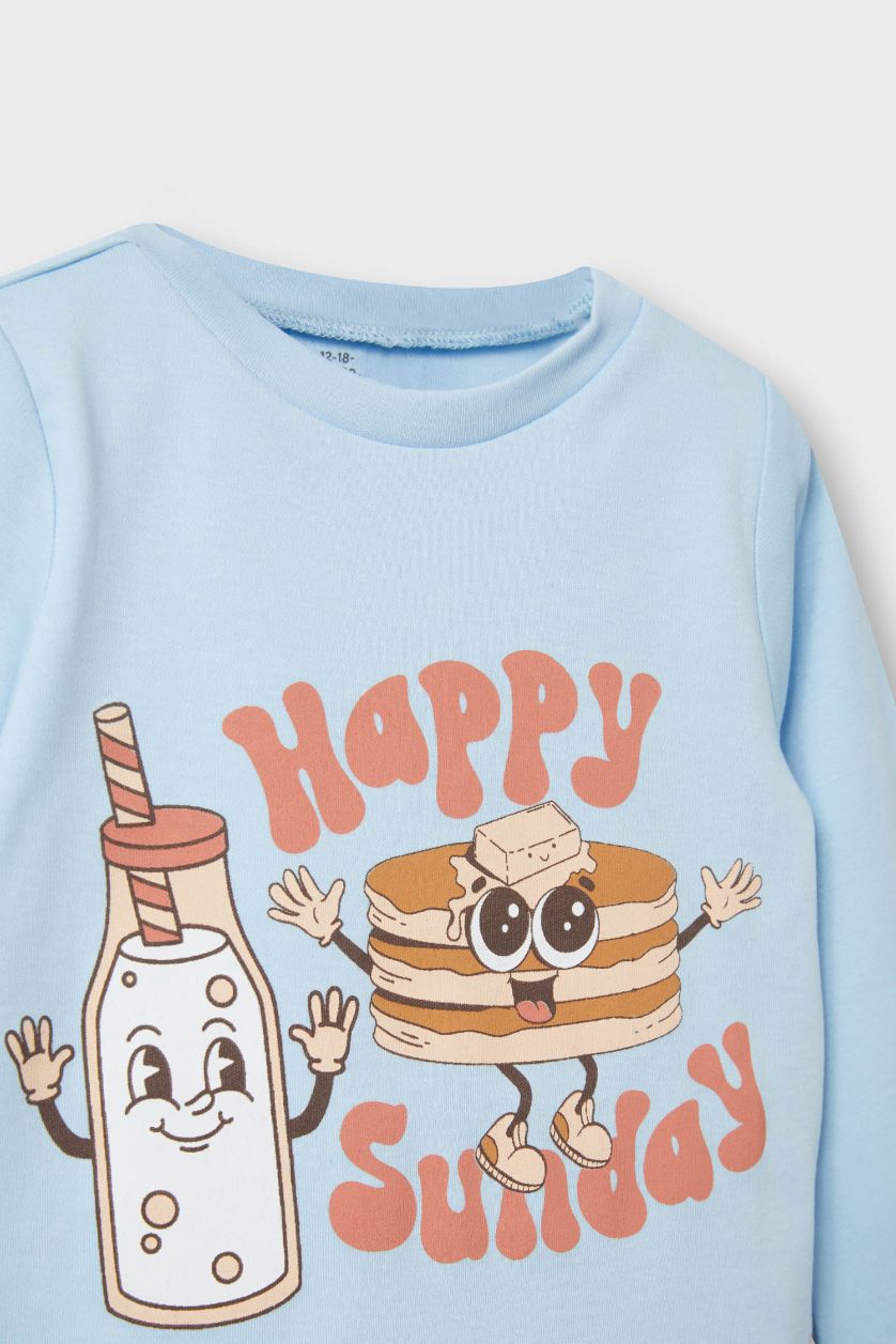 BÉBÉ GARÇON BLEU Clair Ensemble Pyjama Haut imprimé manches longues et Pantalon pour bébé garçon