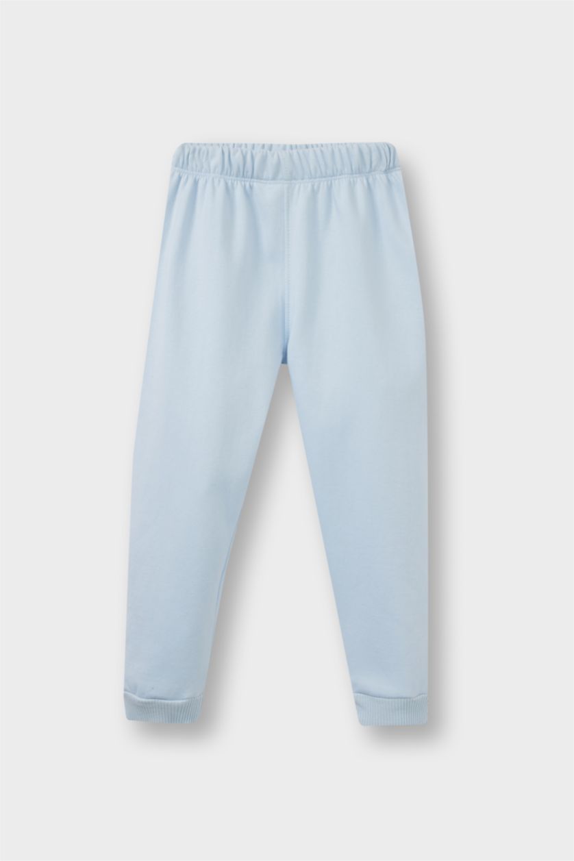 طفلة صغيرة أزرق فاتح سيت بيبي بناتيسويت شيرت وبنطلون رياضة بطبعة شعار - قطعتين