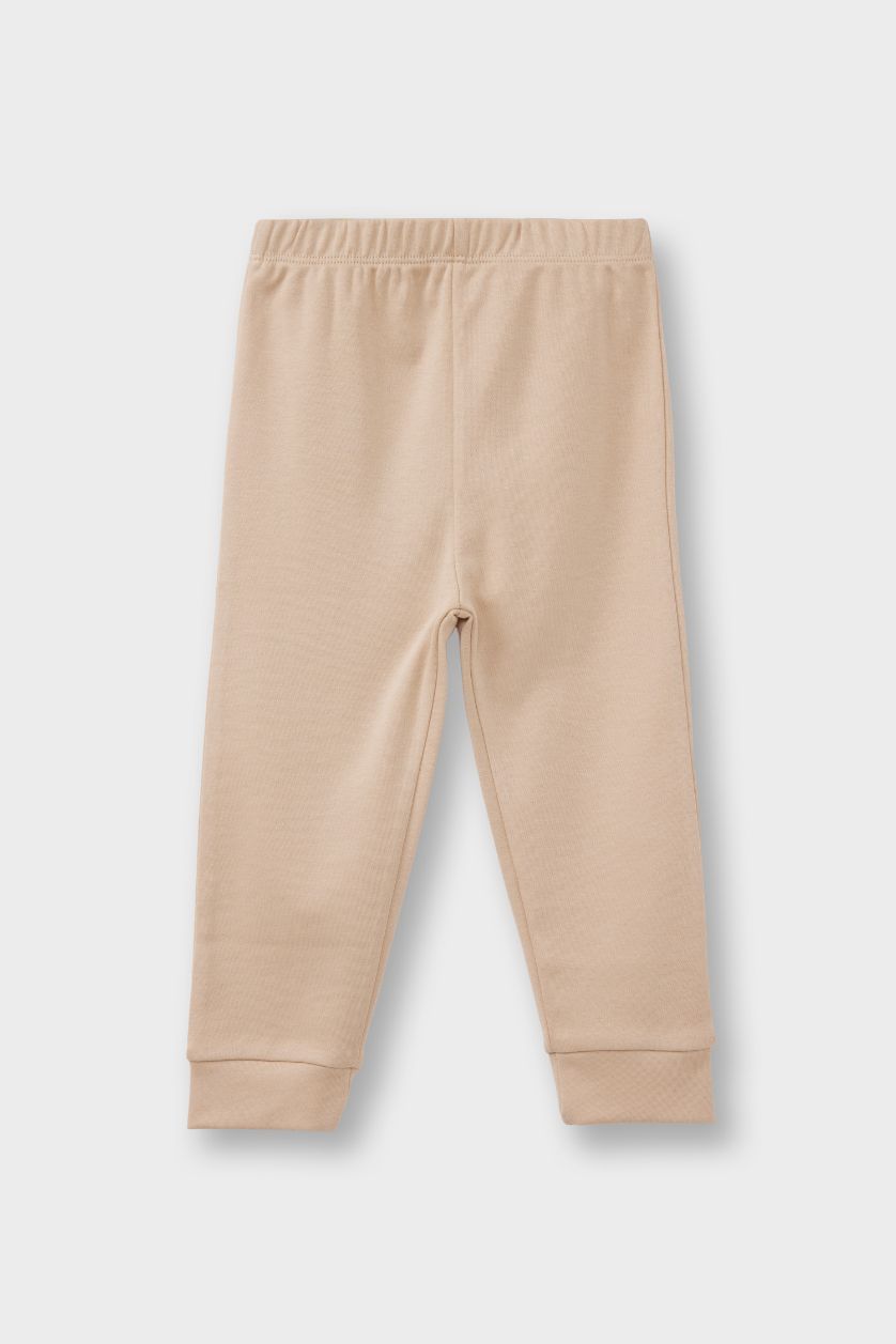 طفل صغير بيج طقم بيجاما اولادي قصة عادية بطبعة دب - قطعتين