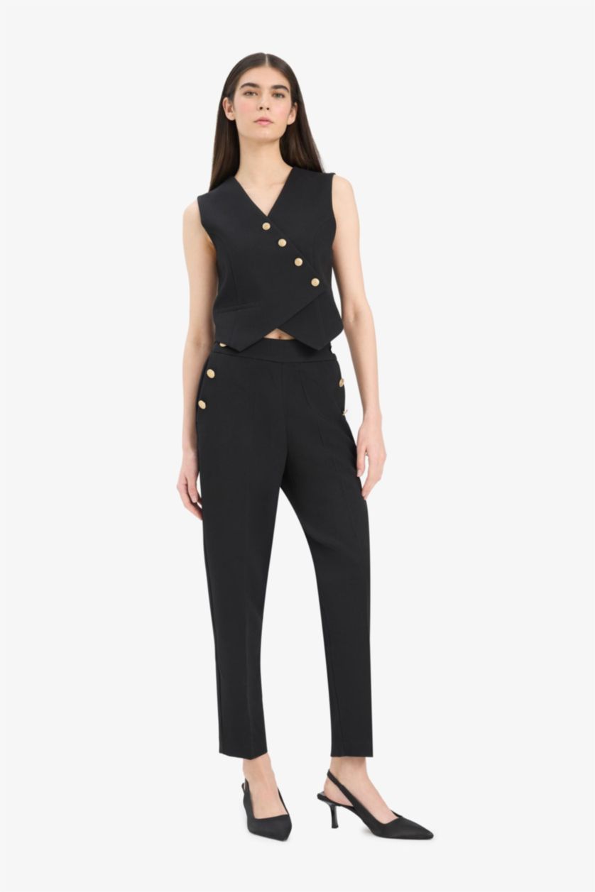 WOMAN Black Carrot Fit Regular Hem With Pockets Trousers