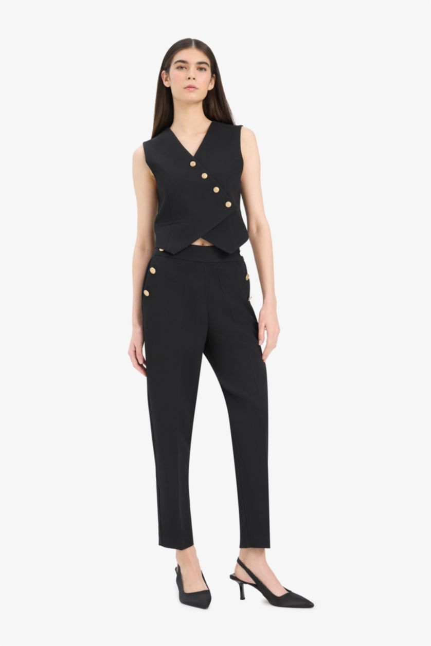WOMAN Black High Waist Carrot Fit Trousers