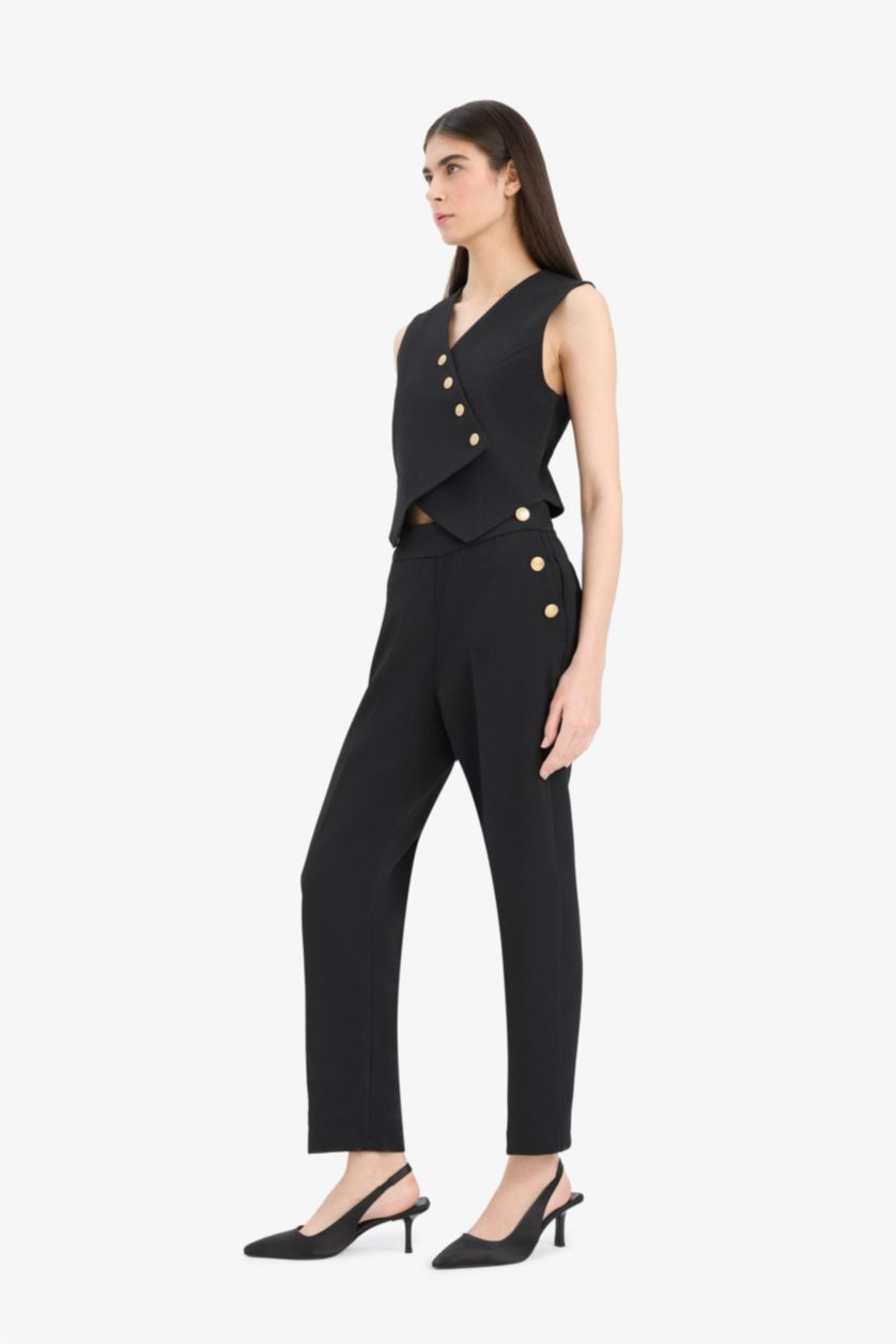 WOMAN Black Carrot Fit Regular Hem With Pockets Trousers