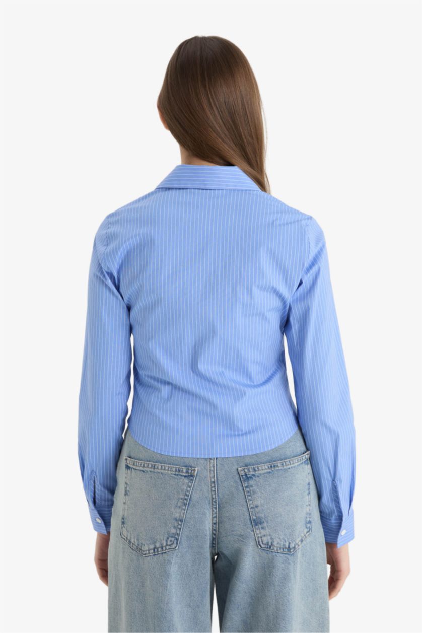 Әйелдерге Көк ұзын бұлшықет пішімі Ұзын жеңді көйлек