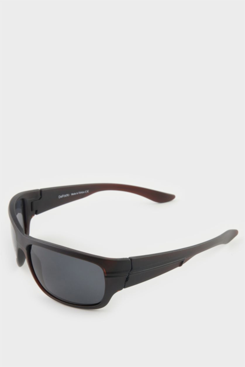 Erkek Siyah Erkek Oval Siyah Plastik Çerçeve Siyah Cam Polarize Güneş Gözlüğü