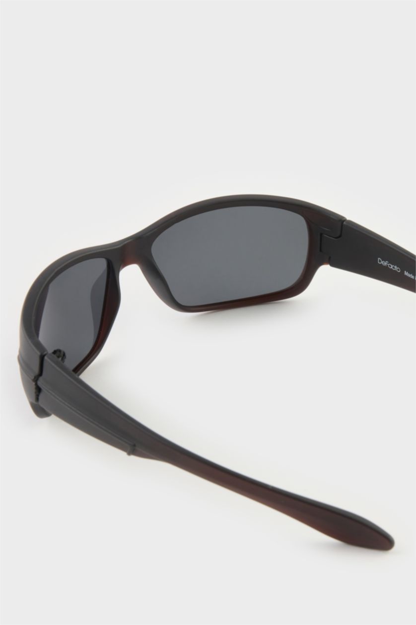 Erkek Siyah Erkek Oval Siyah Plastik Çerçeve Siyah Cam Polarize Güneş Gözlüğü