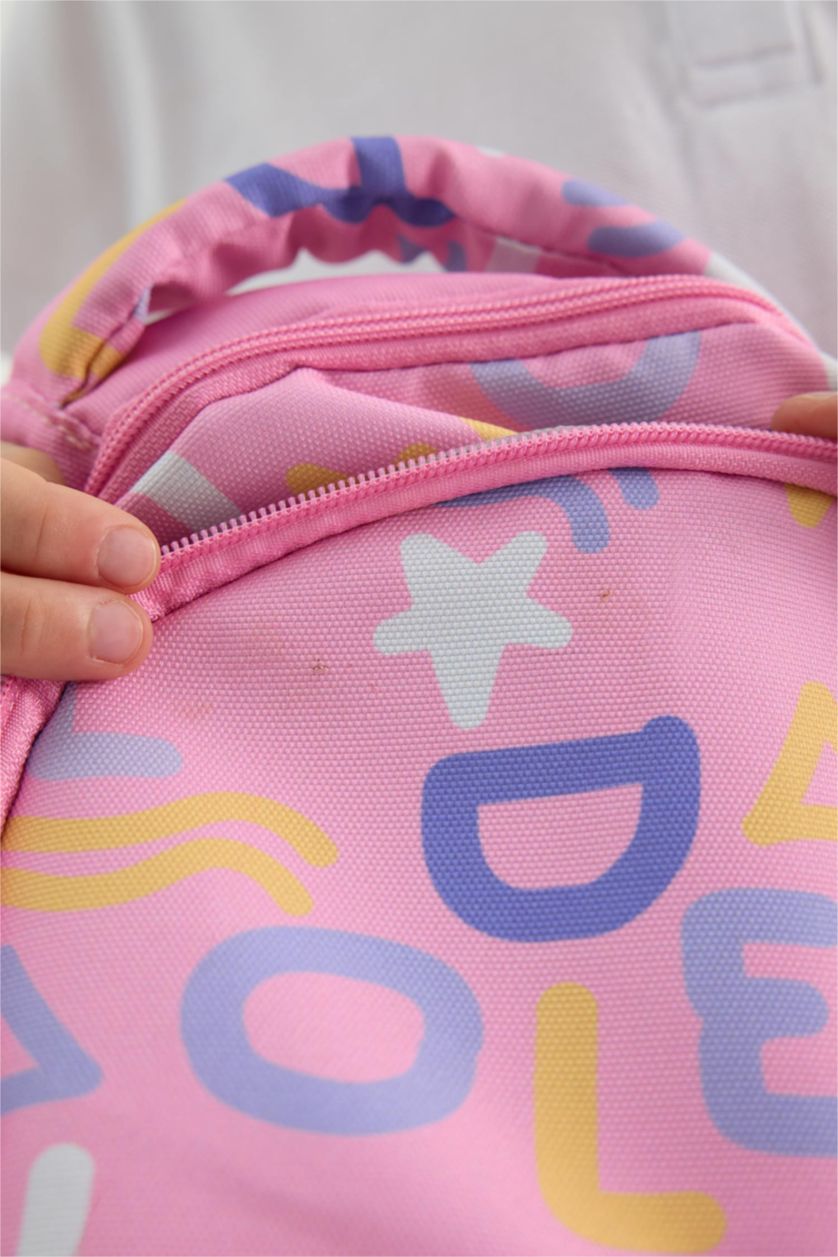 Kız Çocuk - Genç Kız Pembe Baskılı Sırt Çantası Kız Çocuk