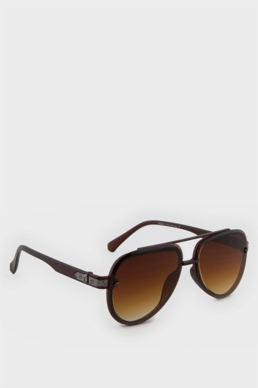 Erkek Kahve Erkek Oval Plastik Kahve Çerçeve Kahve Cam UV Güneş Gözlüğü