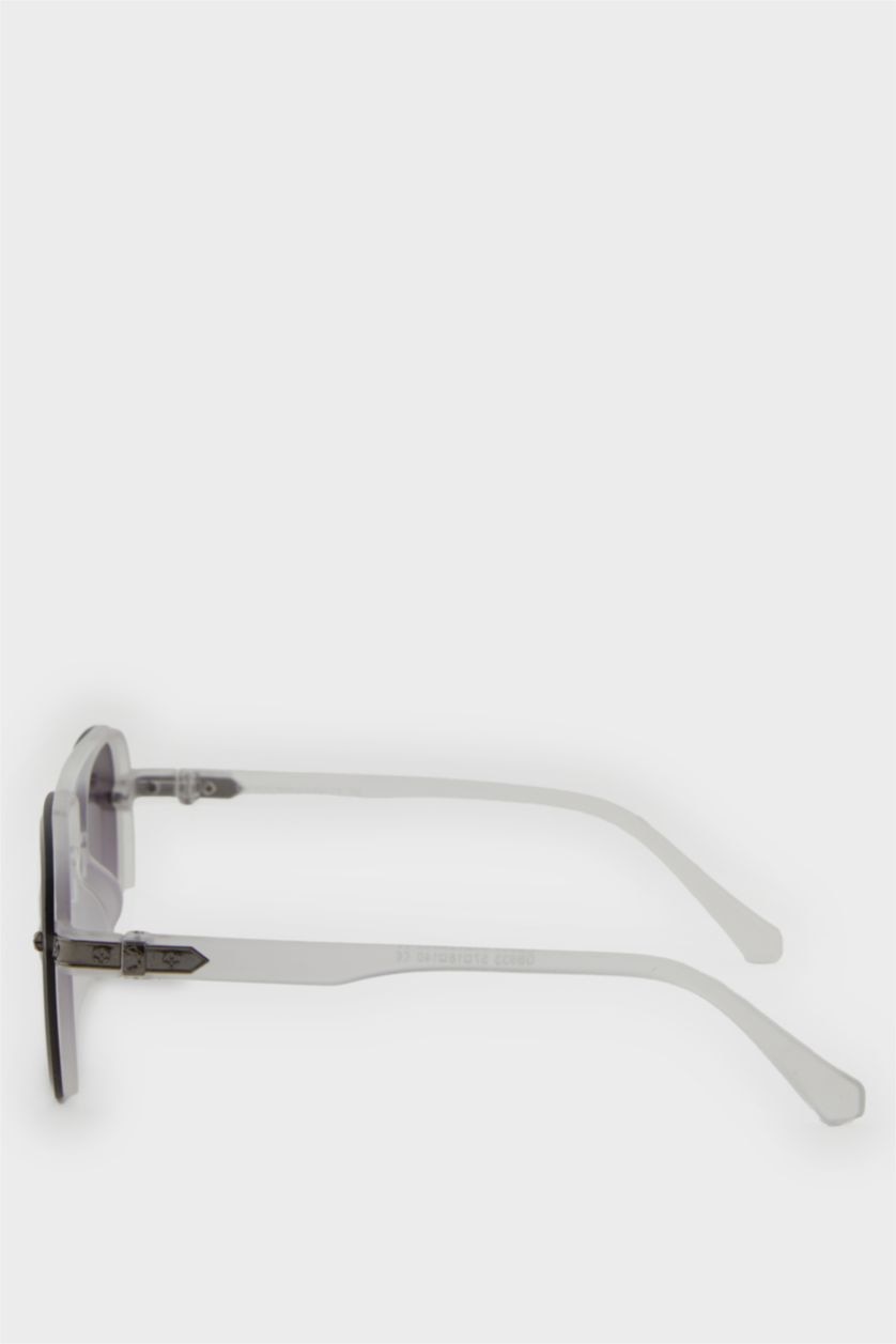 Erkek Şeffaf Erkek Oval Plastik Şeffaf Çerçeve Şeffaf Cam UV Güneş Gözlüğü