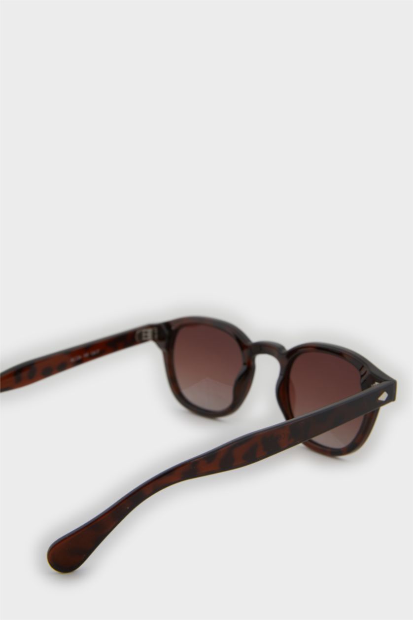 Erkek Kahve Erkek Yuvarlak Kahve Plastik Çerçeve Kahve Cam Polarize Güneş Gözlüğü