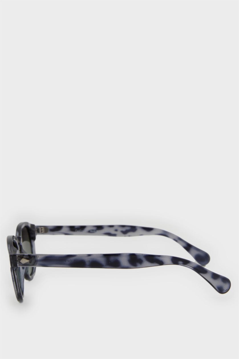 Erkek Karma Erkek Yuvarlak Desenli Plastik Çerçeve Siyah Cam Polarize Güneş Gözlüğü
