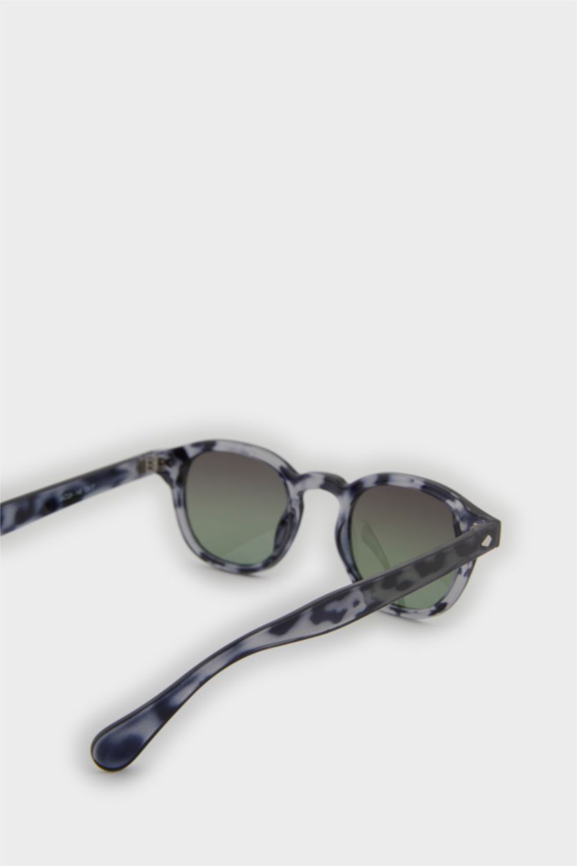 Erkek Karma Erkek Yuvarlak Desenli Plastik Çerçeve Siyah Cam Polarize Güneş Gözlüğü
