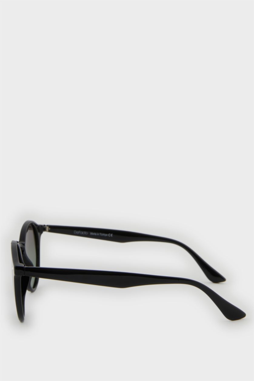 Erkek Siyah Erkek Yuvarlak Siyah Plastik Çerçeve Siyah Cam Polarize Güneş Gözlüğü