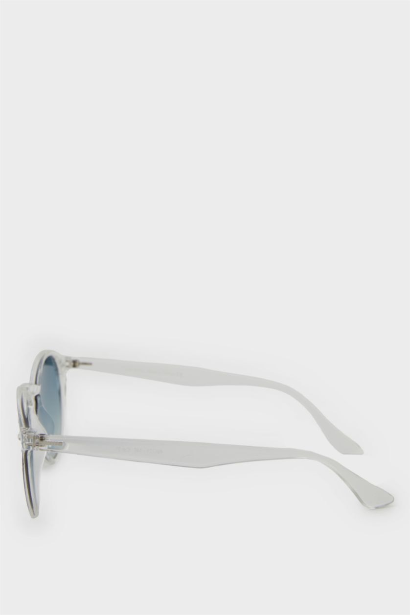 Erkek Şeffaf Erkek Yuvarlak Şeffaf Plastik Çerçeve Şeffaf Cam Polarize Güneş Gözlüğü