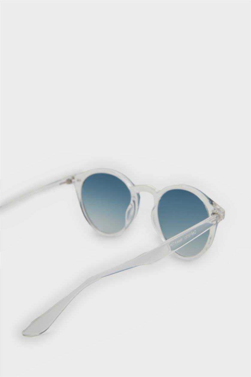 Erkek Şeffaf Erkek Yuvarlak Şeffaf Plastik Çerçeve Şeffaf Cam Polarize Güneş Gözlüğü