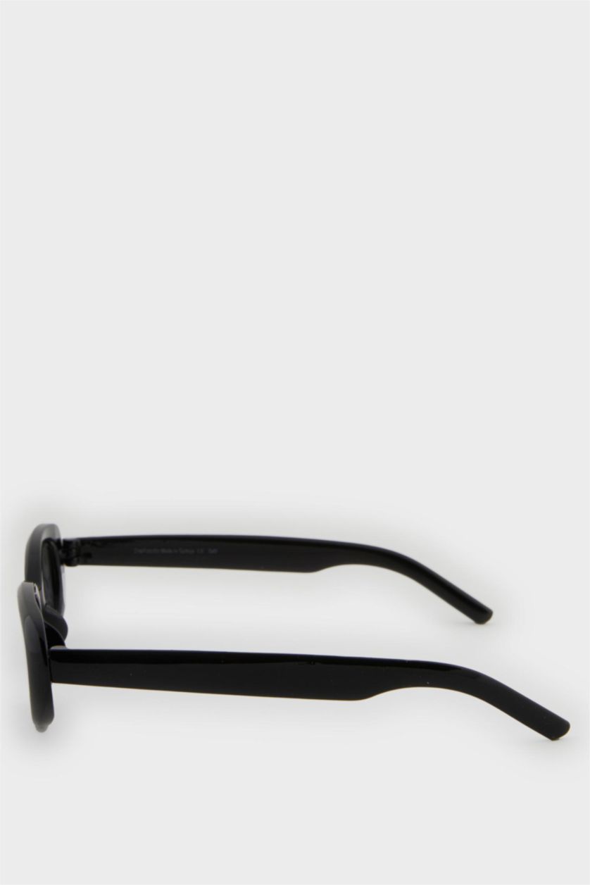 Kadın Siyah Kadın Yuvarlak Siyah Plastik Çerçeve Siyah Cam UV Güneş Gözlüğü