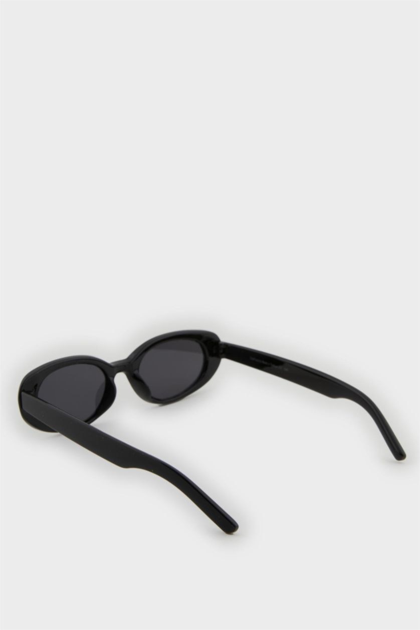 Kadın Siyah Kadın Yuvarlak Siyah Plastik Çerçeve Siyah Cam UV Güneş Gözlüğü