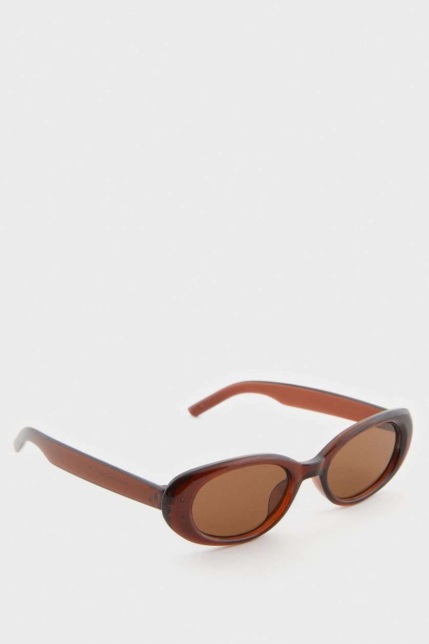 Woman Brown Woman Round Sunglasses