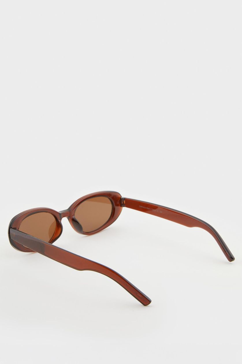 Woman Brown Woman Round Sunglasses