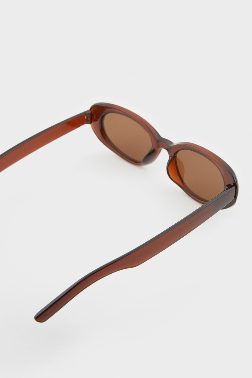 Woman Brown Woman Round Sunglasses