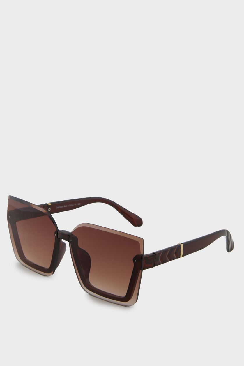 Woman Brown Woman Round Sunglasses