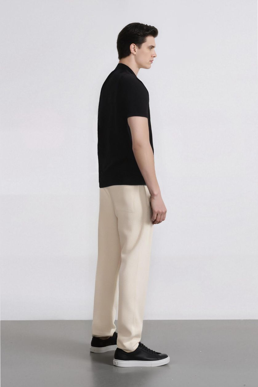 Man Stone Loose Comfortable Fit Wide Leg Cotton Trousers