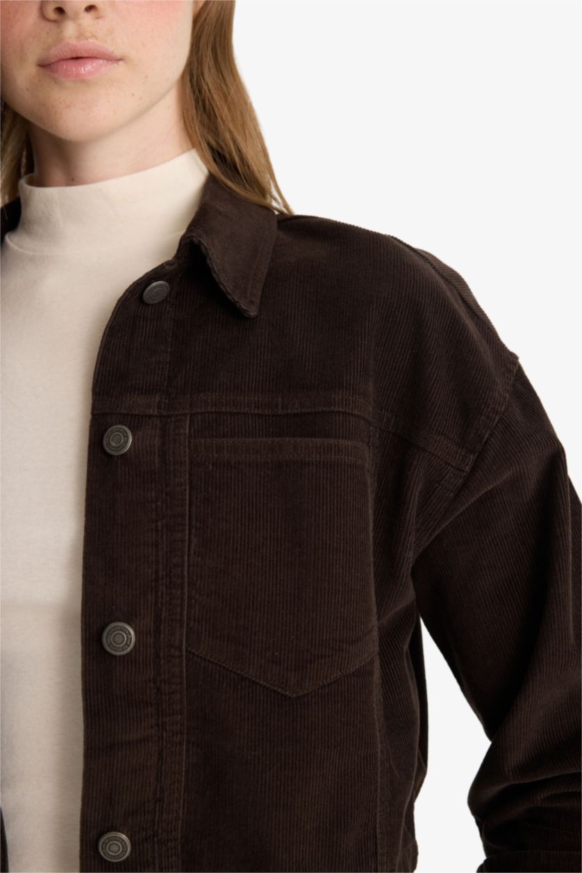 FEMME Marron Chemise oversize en velours côtelé à manches longues